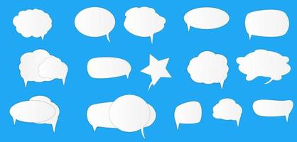 White blank retro speech bubbles set on blue background. Vector Illustration