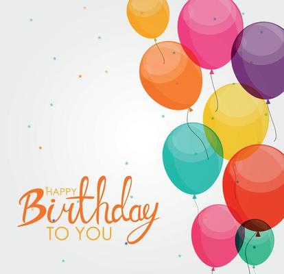 Abstract Happy Birthday Balloon Background Card Template Vector Illustration