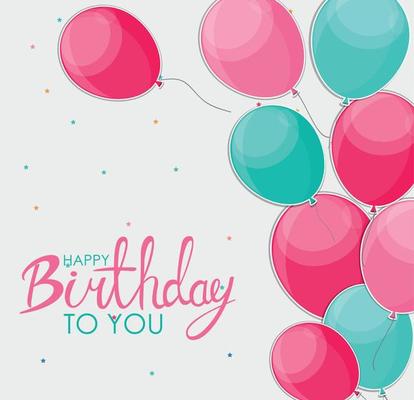 Abstract Happy Birthday Balloon Background Card Template Vector Illustration