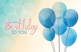 Abstract Happy Birthday Balloon Background Card Template Vector Illustration