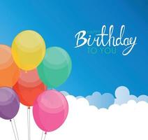 Abstract Happy Birthday Balloon Background Card Template Vector Illustration