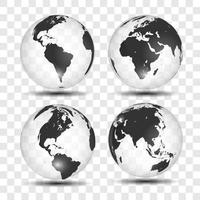 Realistic world map in globe shape of Earth on Transparent Background. Vector Illustration