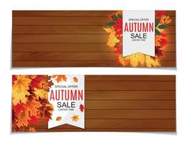 Abstract Vector Illustration Autumn Sale Background with Falling Autumn Leaves