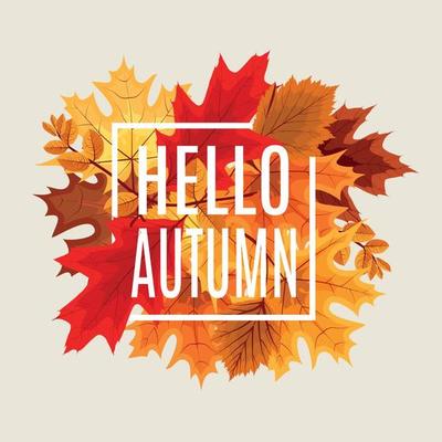 Abstract Vector Illustration Background with Falling Autumn Leaves.