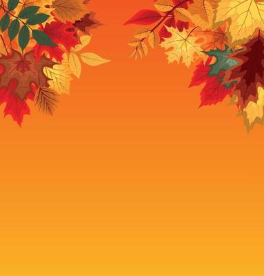 Abstract Vector Illustration Background with Falling Autumn Leaves.