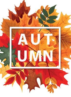 Abstract Vector Illustration Background with Falling Autumn Leaves.