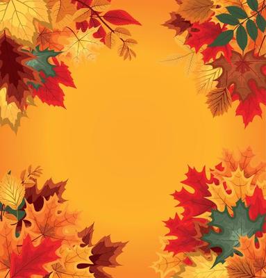 Abstract Vector Illustration Background with Falling Autumn Leaves.