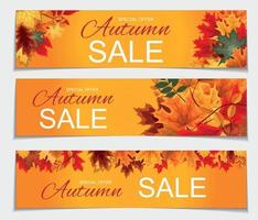 Abstract Vector Illustration Autumn Sale Banner Background with Falling Autumn Leaves