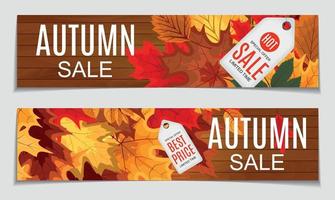 Abstract Vector Illustration Autumn Sale Background with Falling Autumn Leaves