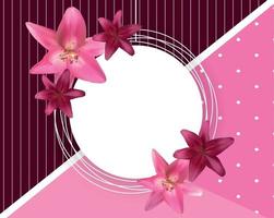 Abstract Frame with Lily Flower. Natural Background. Vector Illustration