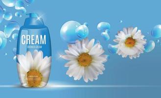 Design Cosmetics Product  Template for Ads or Magazine Background. Shower Cream. 3D Realistic Vector Iillustration