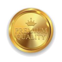 Premium Quality Golden Medal Icon Seal  Sign Isolated on White Background. Vector Illustration
