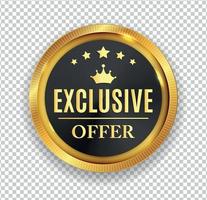 Exclusive Offer Golden Medal Icon Seal  Sign Isolated on White Background. Vector Illustration