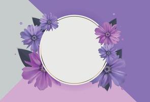 Abstract Anemone Flower Realistic Vector Frame Background