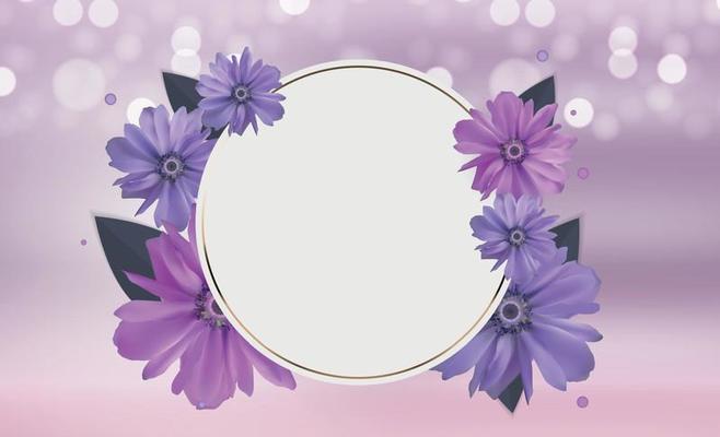 Abstract Anemone Flower Realistic Vector Frame Background