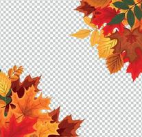 Abstract Vector Illustration with Falling Autumn Leaves on Transparent Background