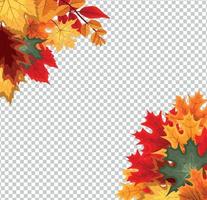 Abstract Vector Illustration Background with Falling Autumn Leaves on Transparent Background