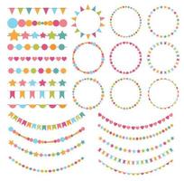 Party Flags, Buntings,  Brushes for Creating a Party Invitation or Card. Vector Illustration
