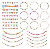 Party Flags, Buntings,  Brushes for Creating a Party Invitation or Card. Vector Illustration