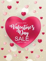 Valentines Day Sale, Discount Card. Vector Illustration