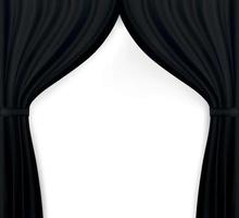 Naturalistic image of Curtain, open curtains Black color. Vector Illustration.