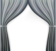 Naturalistic image of Curtain, open curtains Gray color. Vector Illustration.