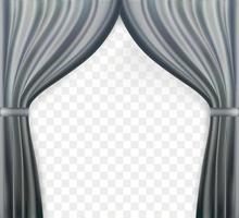 Naturalistic image of Curtain, open curtains Gray color on transparent background. Vector Illustration.