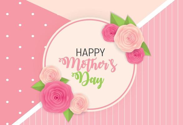 Happy Mother Day Cute Background with Flowers. Vector Illustration