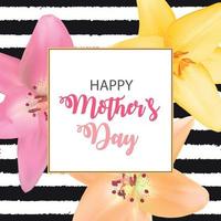 Happy Mother Day Cute Background with Flowers. Vector Illustration