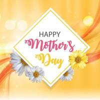 Happy Mother Day Cute Background with Flowers. Vector Illustration