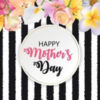 Happy Mother Day Cute Background with Flowers. Vector Illustration