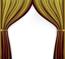 Naturalistic image of Curtain, open curtains red color. Vector Illustration.Naturalistic image of Curtain, open curtains Gold color. Vector Illustration