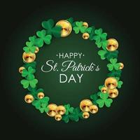 Happy Saint Patricks Day, 17 March Background with Clover Leaves. Vector Illustration