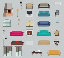 Set of Furniture. Modern Flat style Vector Illustration.