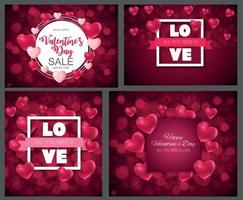 Valentine's Day Heart  Love and Feelings Background Design Collection Set Cards. Vector illustration