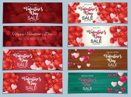 Valentines Day Sale, Discont Card Collection Set. Vector Illustration