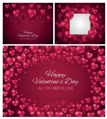 Valentine's Day Heart  Love and Feelings Background Design Collection Set Cards. Vector illustration