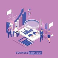 Business Strategy Isometric Poster vector