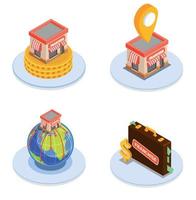 Franchise And Finance Isometric Icons Set vector