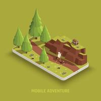 Mobile Gaming Isometric Composition vector