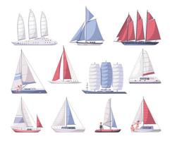 Sail Yachts Cartoon Set vector