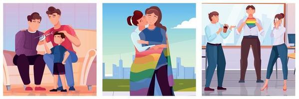 Lgbt Three Flat Illustrations vector