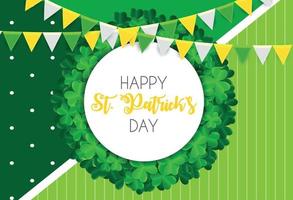 Happy Saint Patricks Day Background with Clover Leaves. Vector Illustration