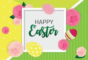 Happy Easter Cute Background with Eggs. Vector Illustration