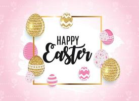 Happy Easter Cute Background with Eggs. Vector Illustration