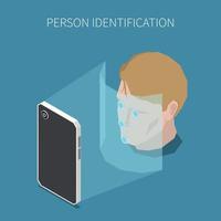 Facial Identification Isometric Composition vector