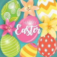 Happy Easter Cute Background with Eggs. Vector Illustration