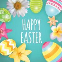 Happy Easter Cute Background with Eggs. Vector Illustration