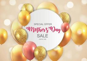 Happy Mother Day Cute Sale Background with Flowers. Vector Illustration