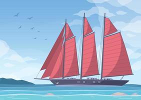 Red Sail Yacht Composition vector